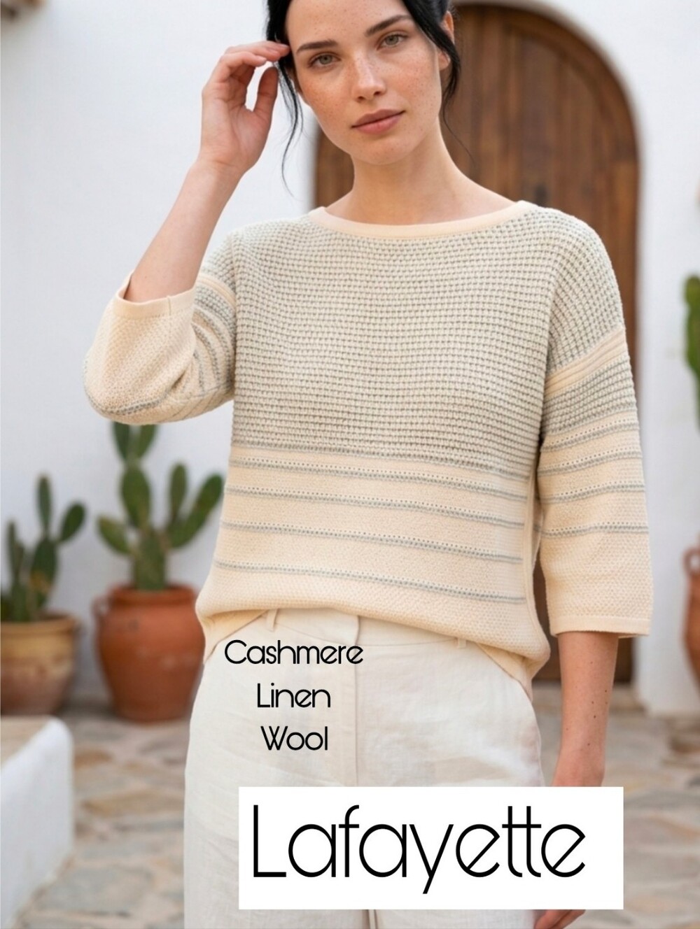 LAFAYETTE Cashmere linen & wool sparkle sweater. S